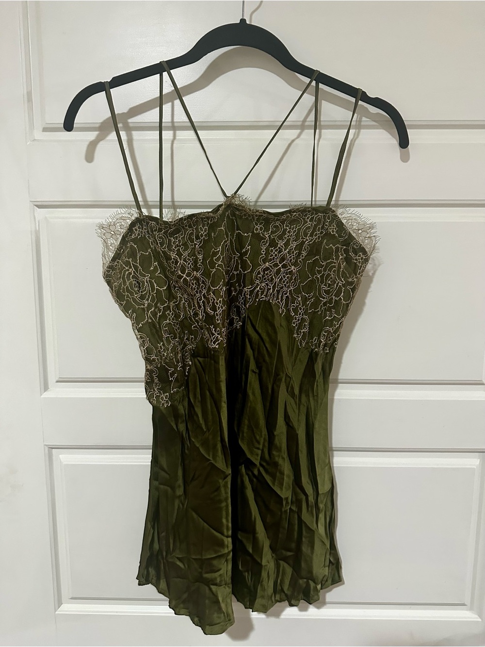 A.B.S. Silk Olive Lace-Trim Cami Top
